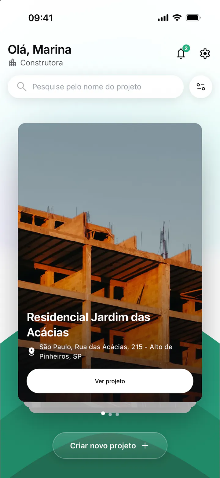 Tela inicial do app no tema do plano Essencial.