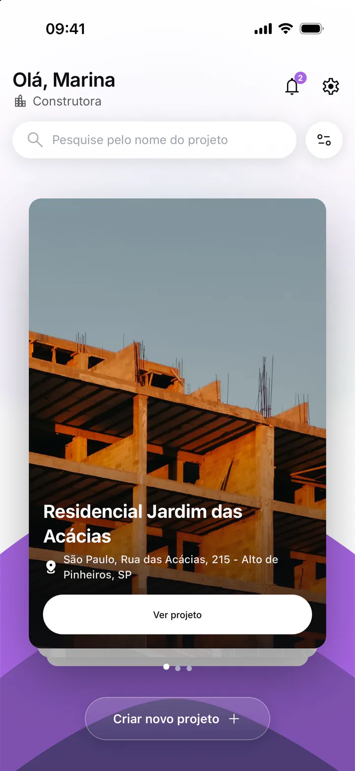 Tela inicial do app no tema do plano Empresarial.